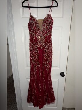 Alyce Paris Red Beaded Evening Dress